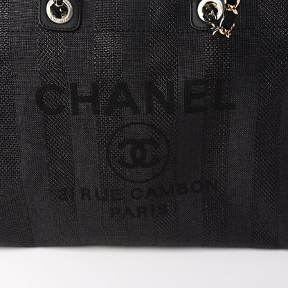 Chanel Mixed Fibers Calfskin Striped Medium Deauville Tote Black 9 of 10