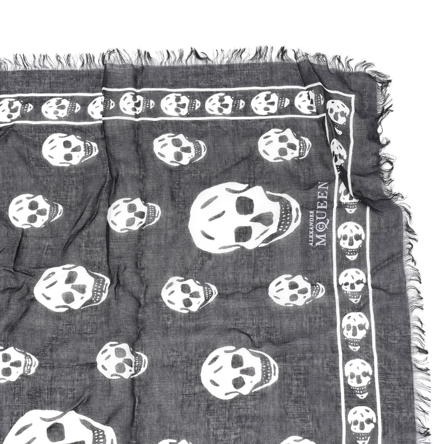Modal Silk Skull Scarf Black Ivory