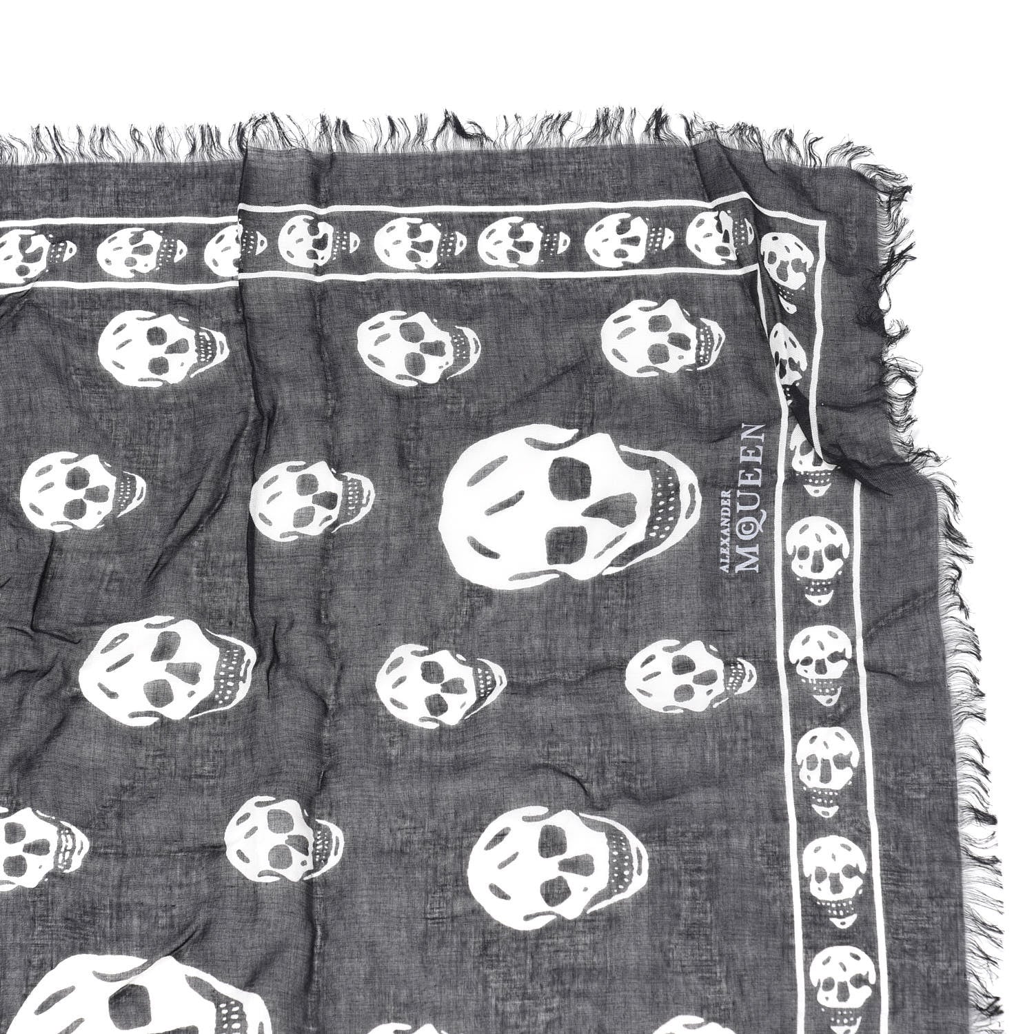 Alexander McQueen Modal Silk Skull Scarf Black Ivory 2 of 2