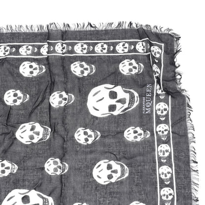 Alexander McQueen Modal Silk Skull Scarf Black Ivory 2 of 2