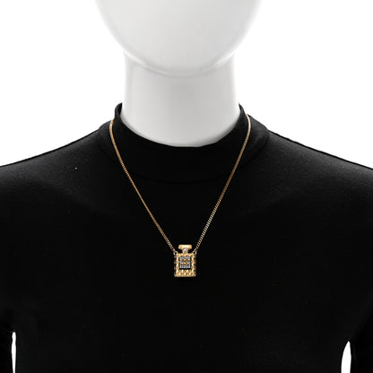 Chanel Crystal Pearl Perfume Bottle CC Necklace Black Gold 2 of 6