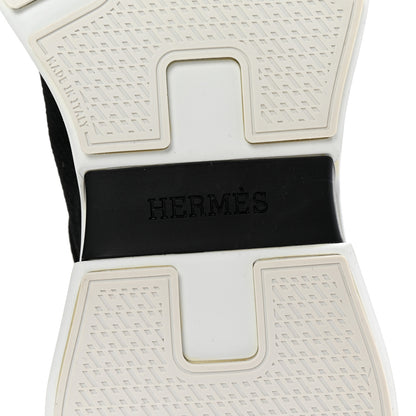 Hermes Technical Knit Suede Heros Sneakers 38 Black 7 of 9