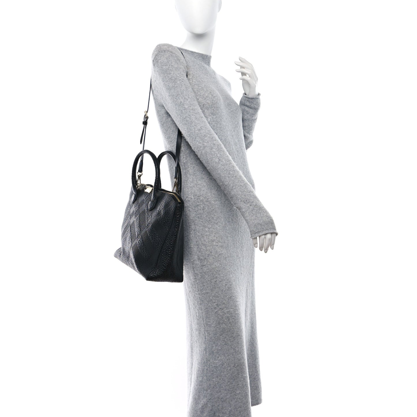 Heritage Grain Check Embossed Medium Dewsbury Tote Black