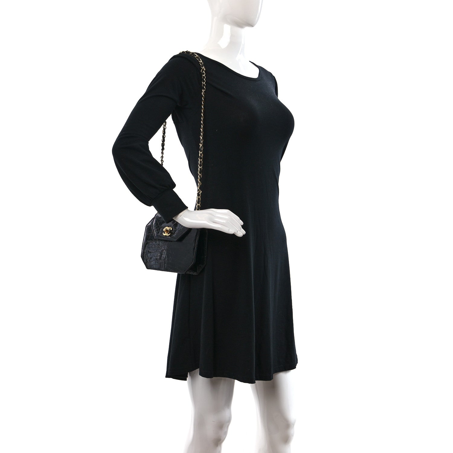 Chanel Shiny Crocodile Flap Black 2 of 13