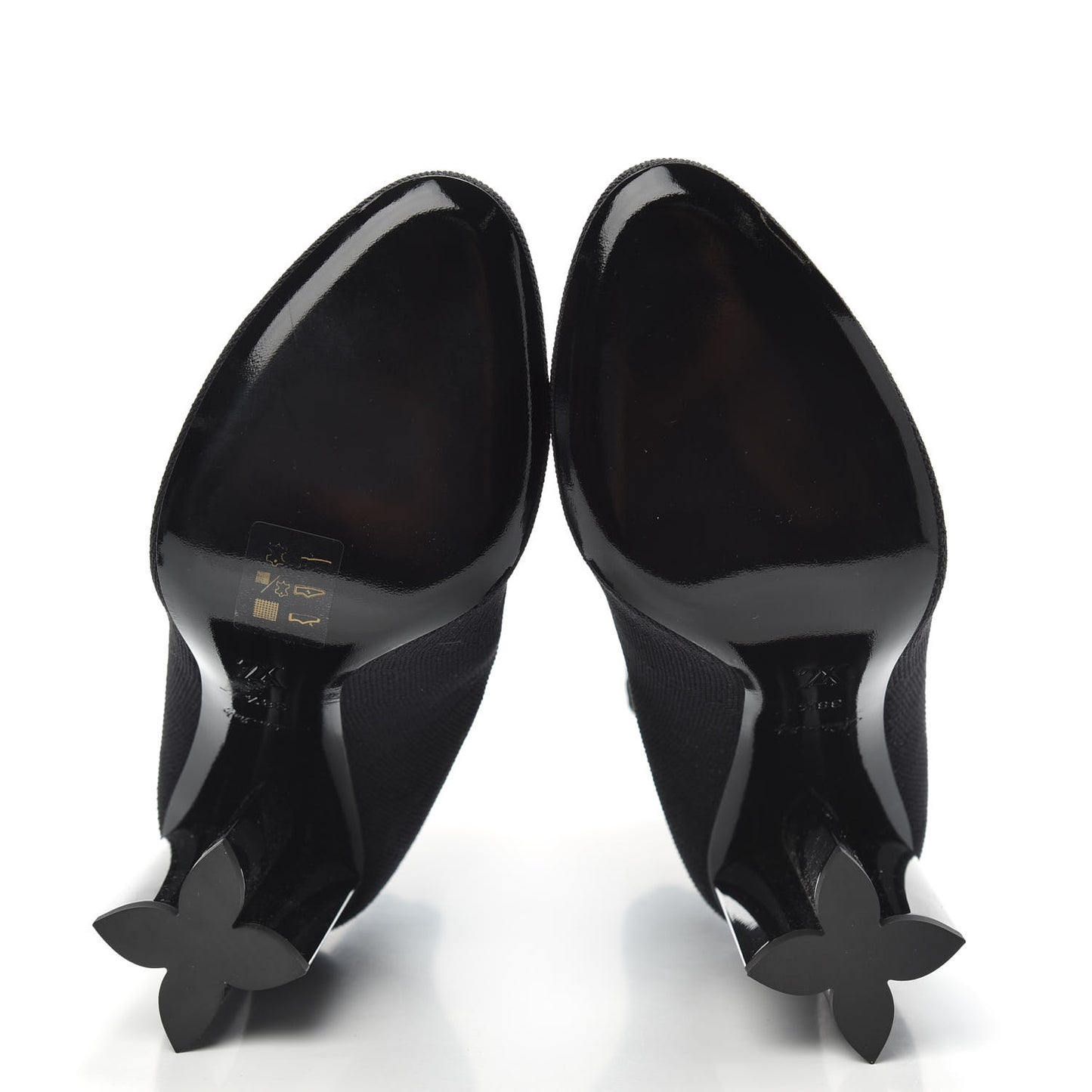 Stretch Fabric LV Black Heart Sock Ankle Boots 38.5 Black
