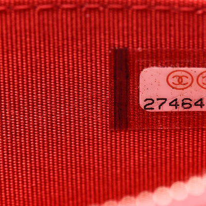 Chanel Lambskin Quilted Camellia Zip Coin Purse Red 7 of 8