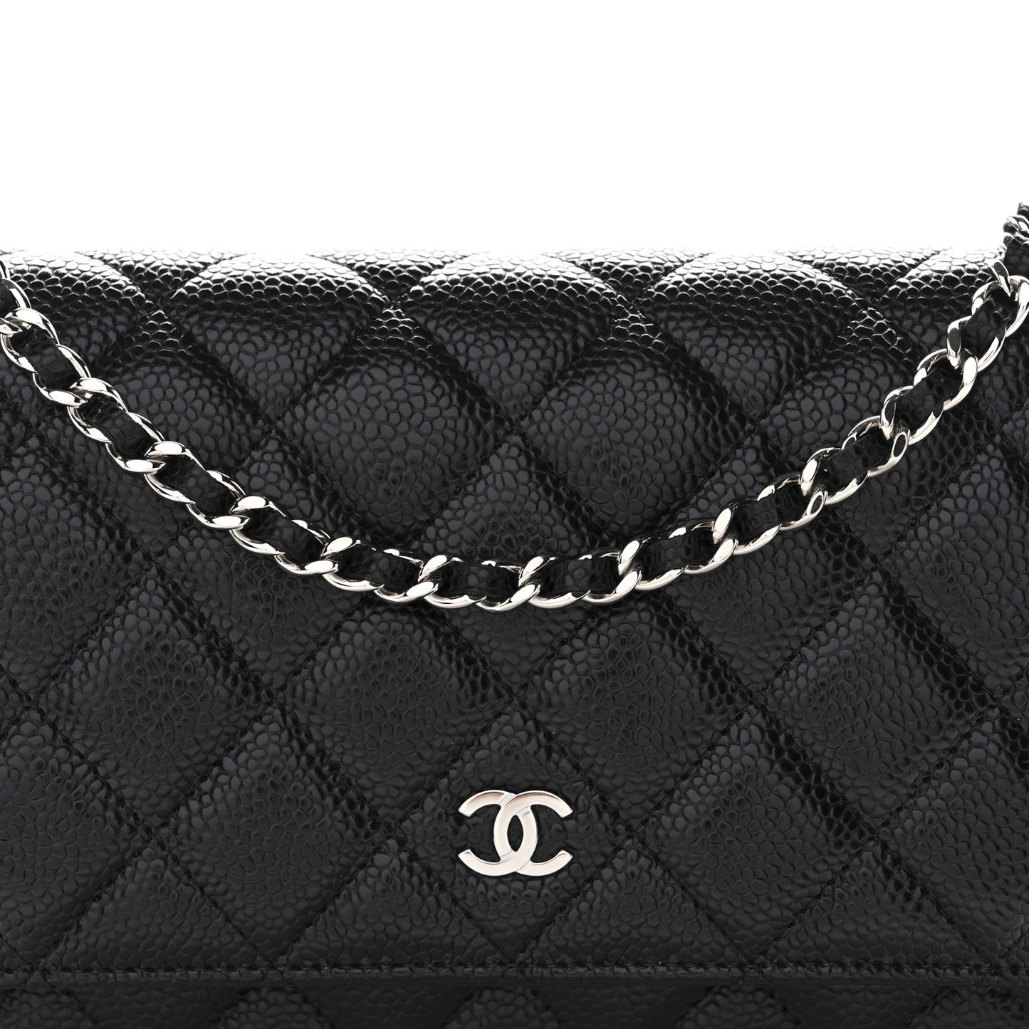 Caviar Quilted Wallet on Chain WOC Black