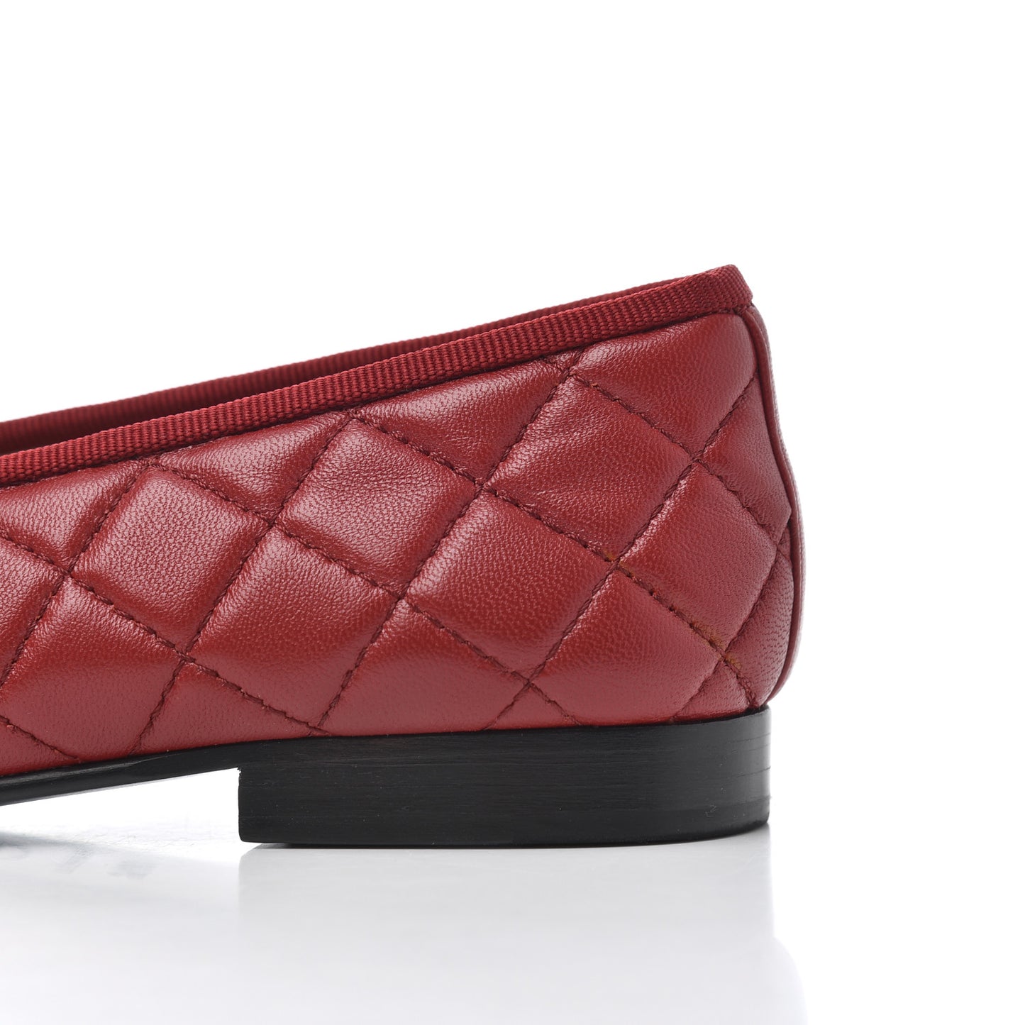 Lambskin Quilted CC Cap Toe Ballerina Flats 36.5 Red