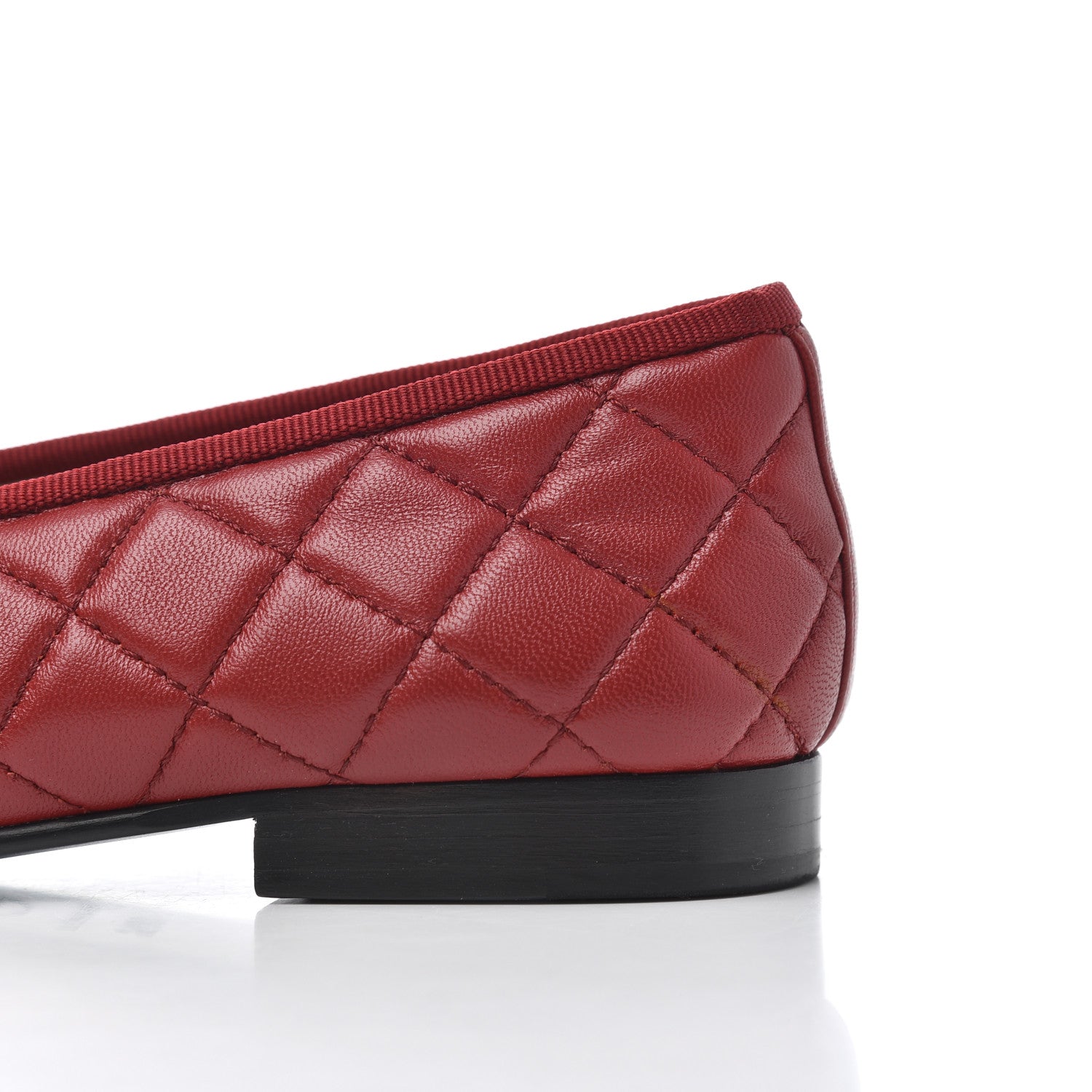 Chanel Lambskin Quilted CC Cap Toe Ballerina Flats 36.5 Red 10 of 16