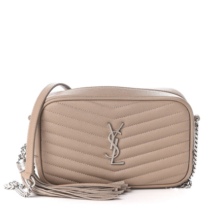 Saint Laurent Grain De Poudre Matelasse Monogram Mini Lou Camera Bag Dark Beige 1 of 11