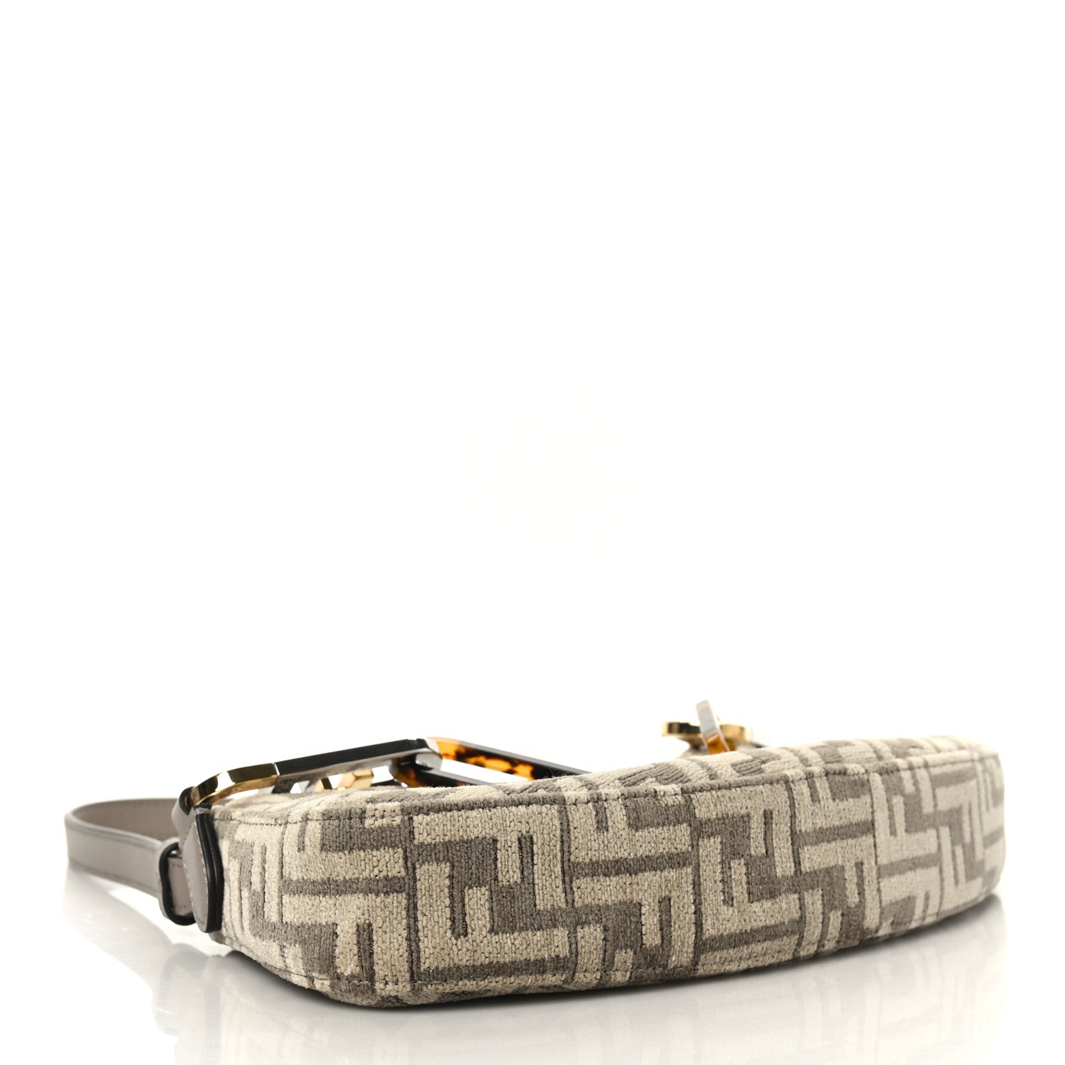 Fendi Chenille Vitello King Plexiglass FF O'Lock Swing Tortora Nuvola 3 of 8