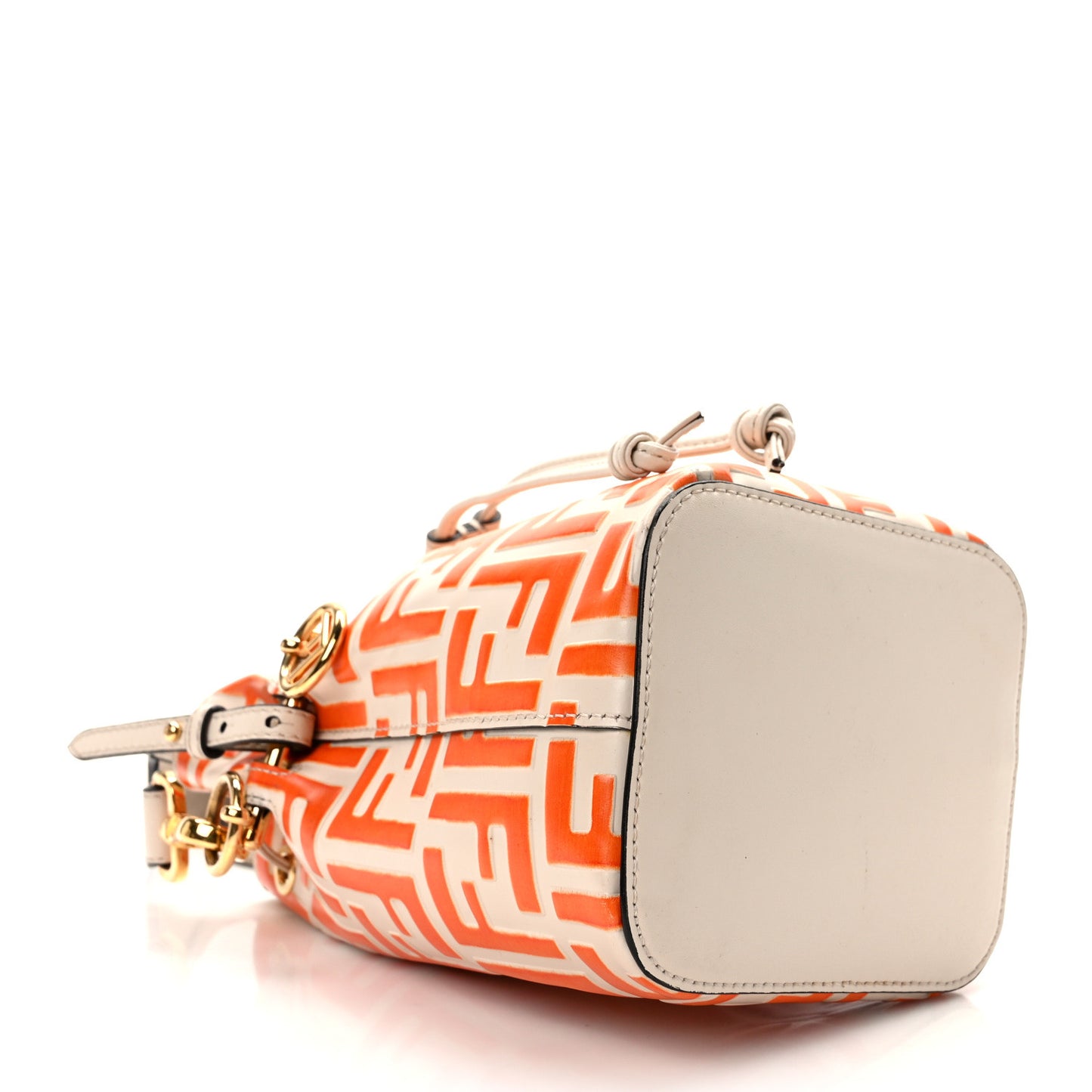 Vitello Liberty F is Fendi Bi-Color FF 1974 Embossed Mini Mon Tresor Bucket Bag Camelia Aranciata