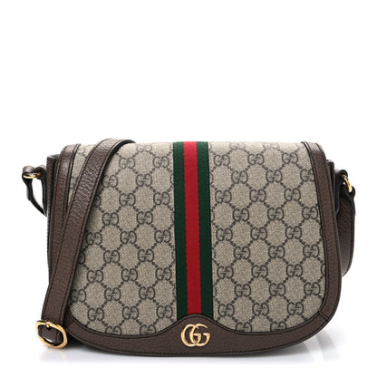 Gucci GG Supreme Monogram Web Small Ophidia Flap Messenger Bag Brown 1 of 10