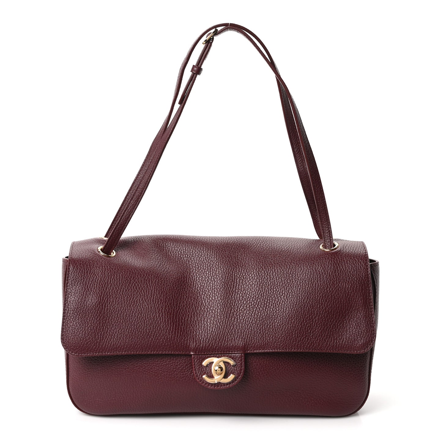 Grained Calfskin Small Souplissimo Maxi Flap Burgundy