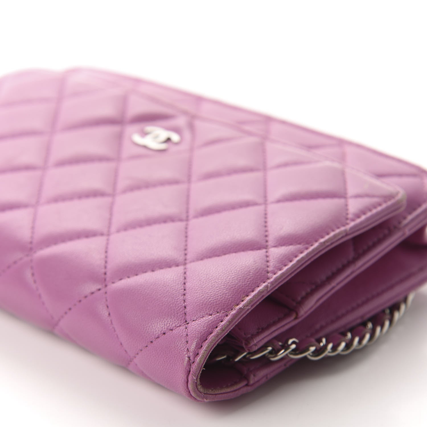 Chanel Lambskin Quilted Wallet On Chain WOC Purple 12 of 16