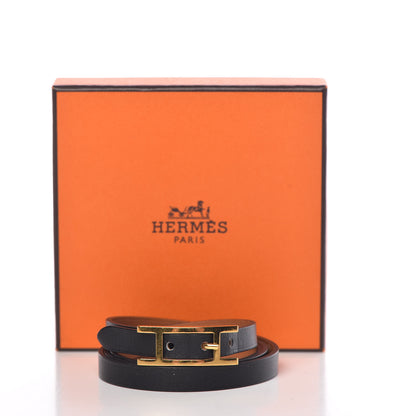 Hermes Chamonix Hapi 3MM Triple Tour Wrap Bracelet S Black 7 of 7