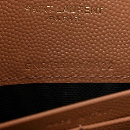 Saint Laurent Grain De Poudre Matelasse Chevron Monogram Envelope Chain Wallet Vintage Peach 6 of 9
