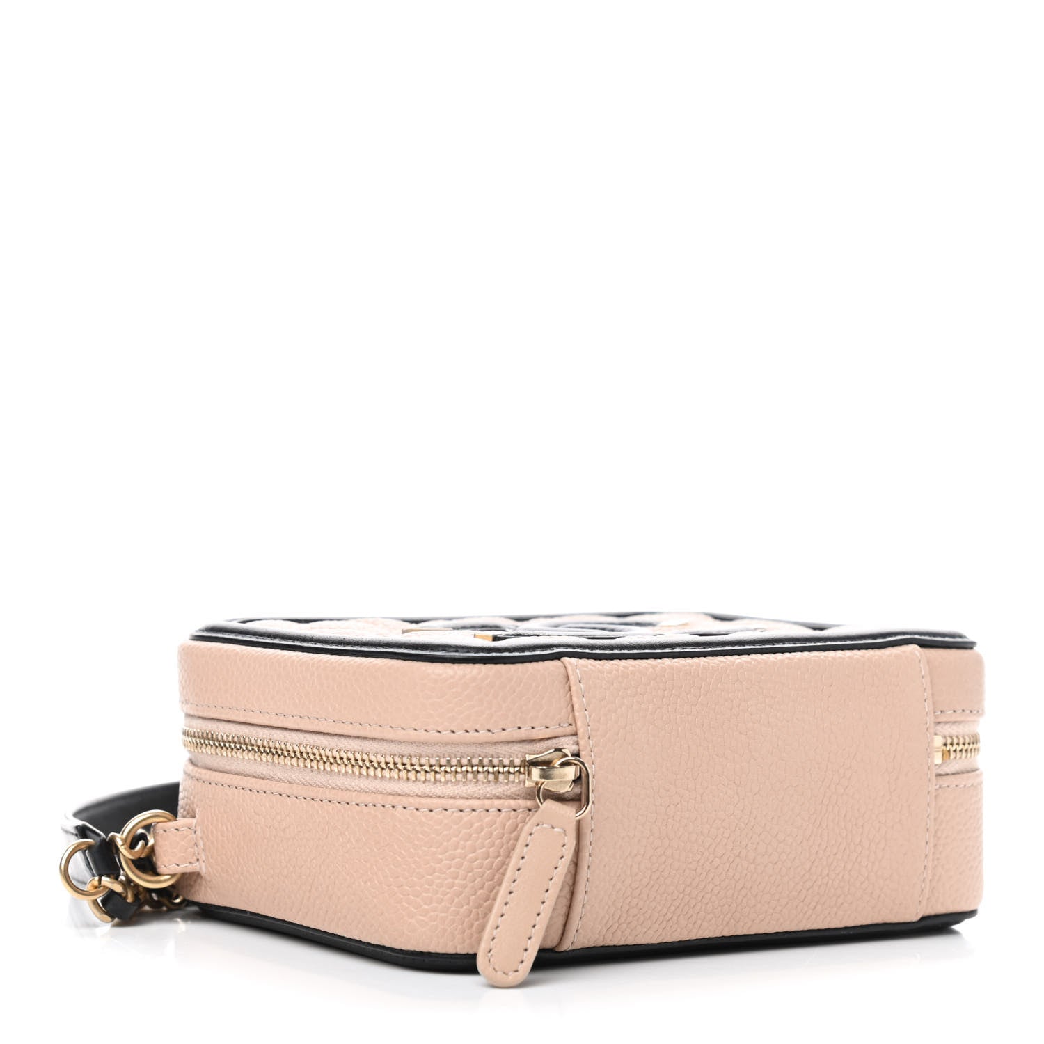 Chanel Caviar Quilted CC Filigree Vanity Clutch With Chain Beige Black 4 of 10