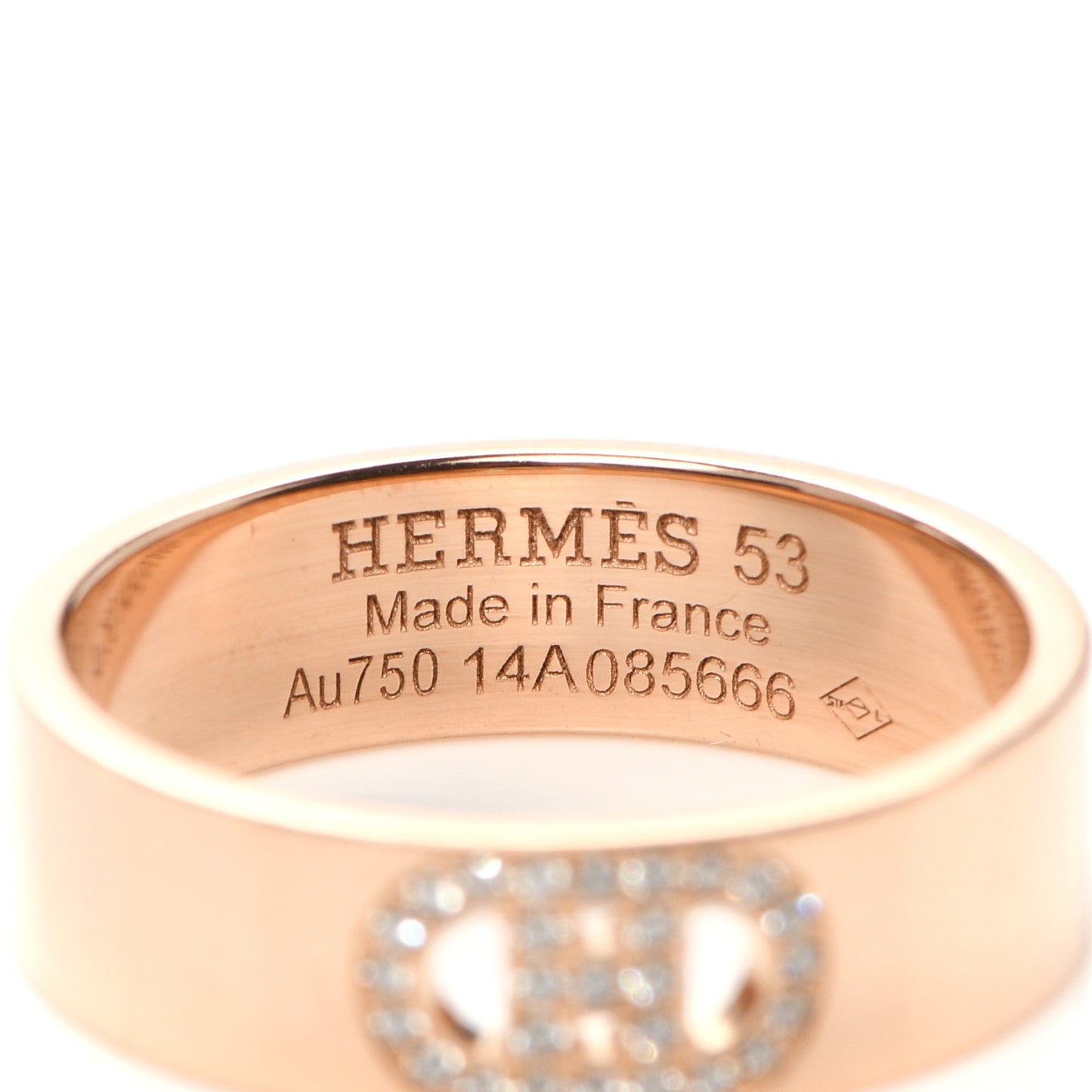18K Rose Gold Diamond PM H D'Ancre Ring 53 6.25