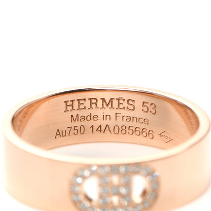 Hermes 18K Rose Gold Diamond PM H D'Ancre Ring 53 6.25 4 of 5