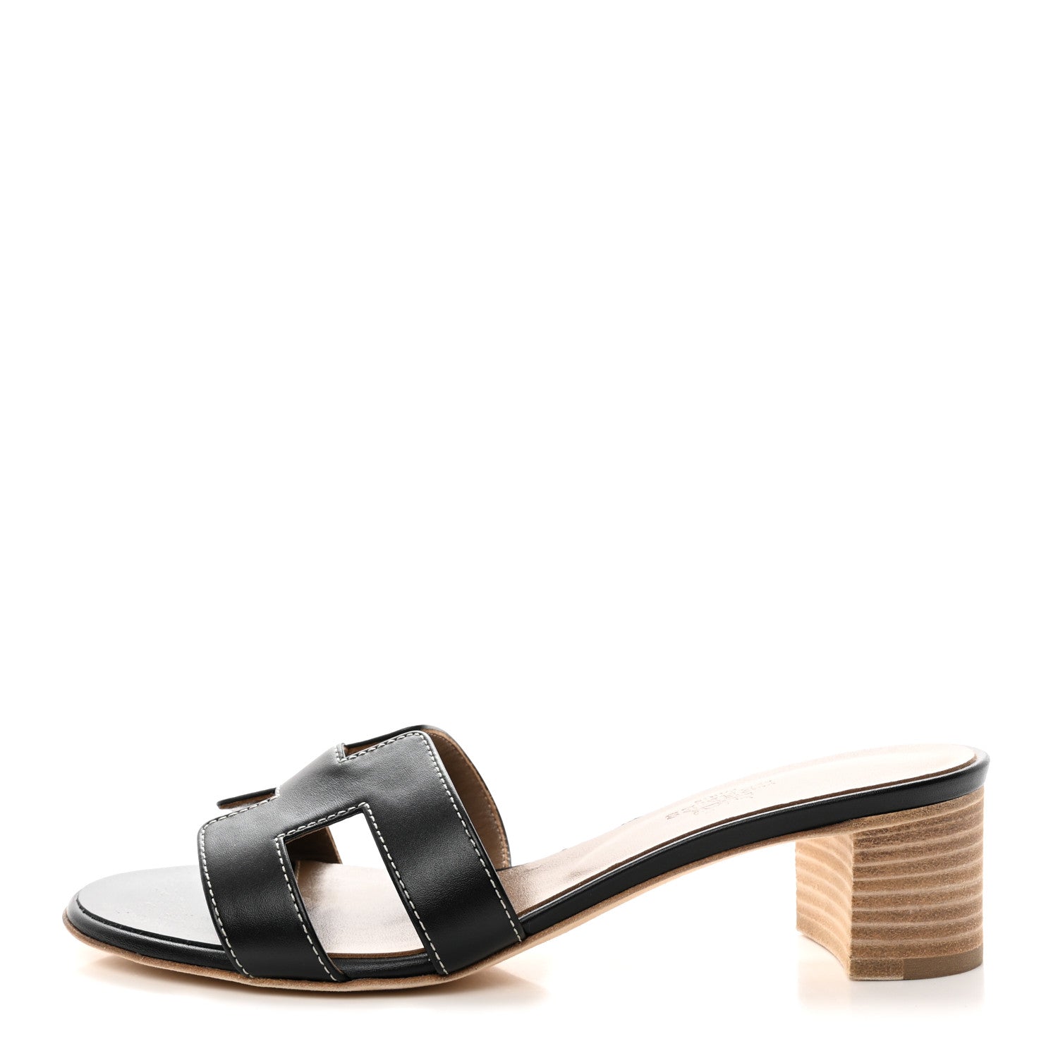 Hermes Calfskin Oasis Sandals 37.5 Black 1 of 8