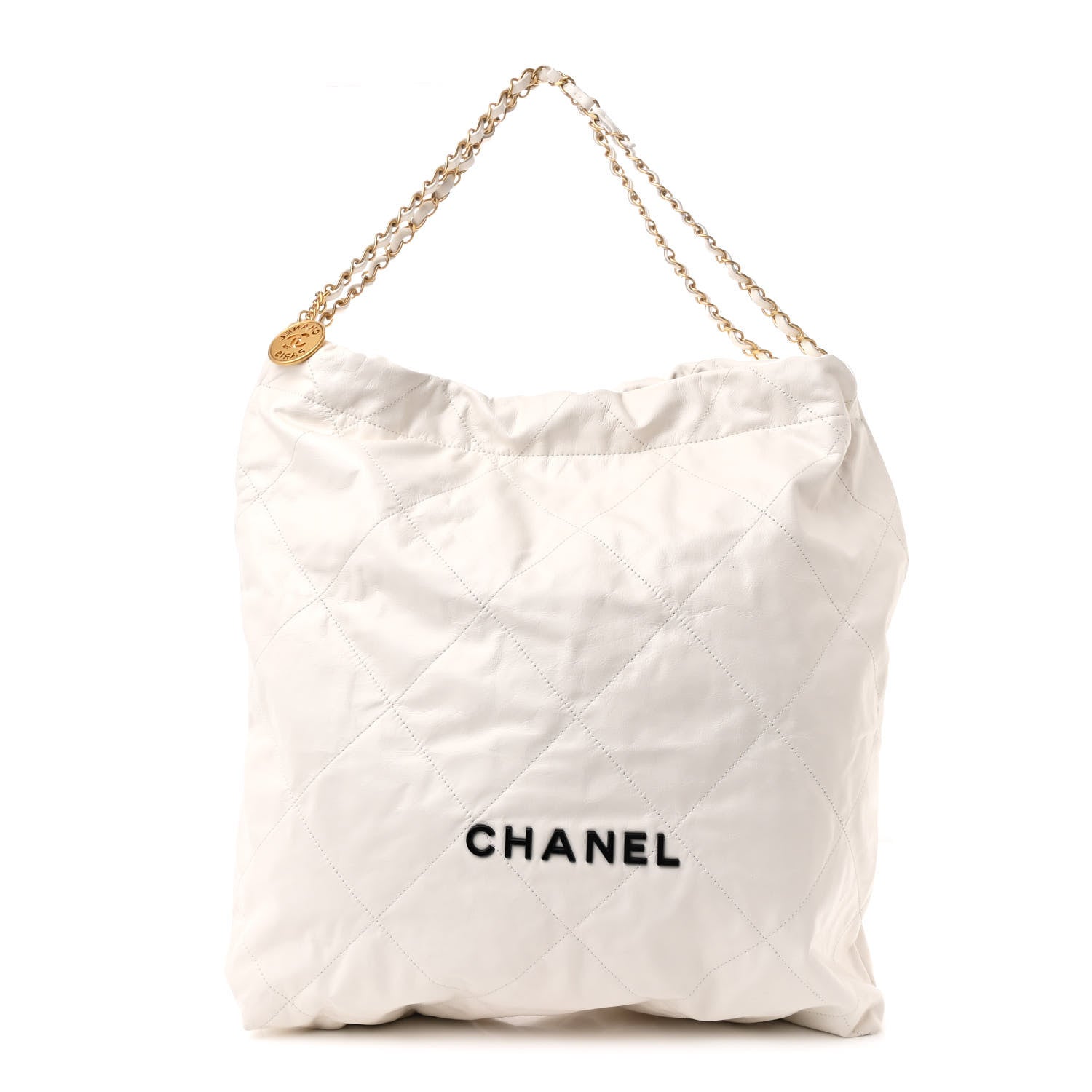 Chanel Shiny Calfskin Quilted Chanel 22 White Black 1 of 12