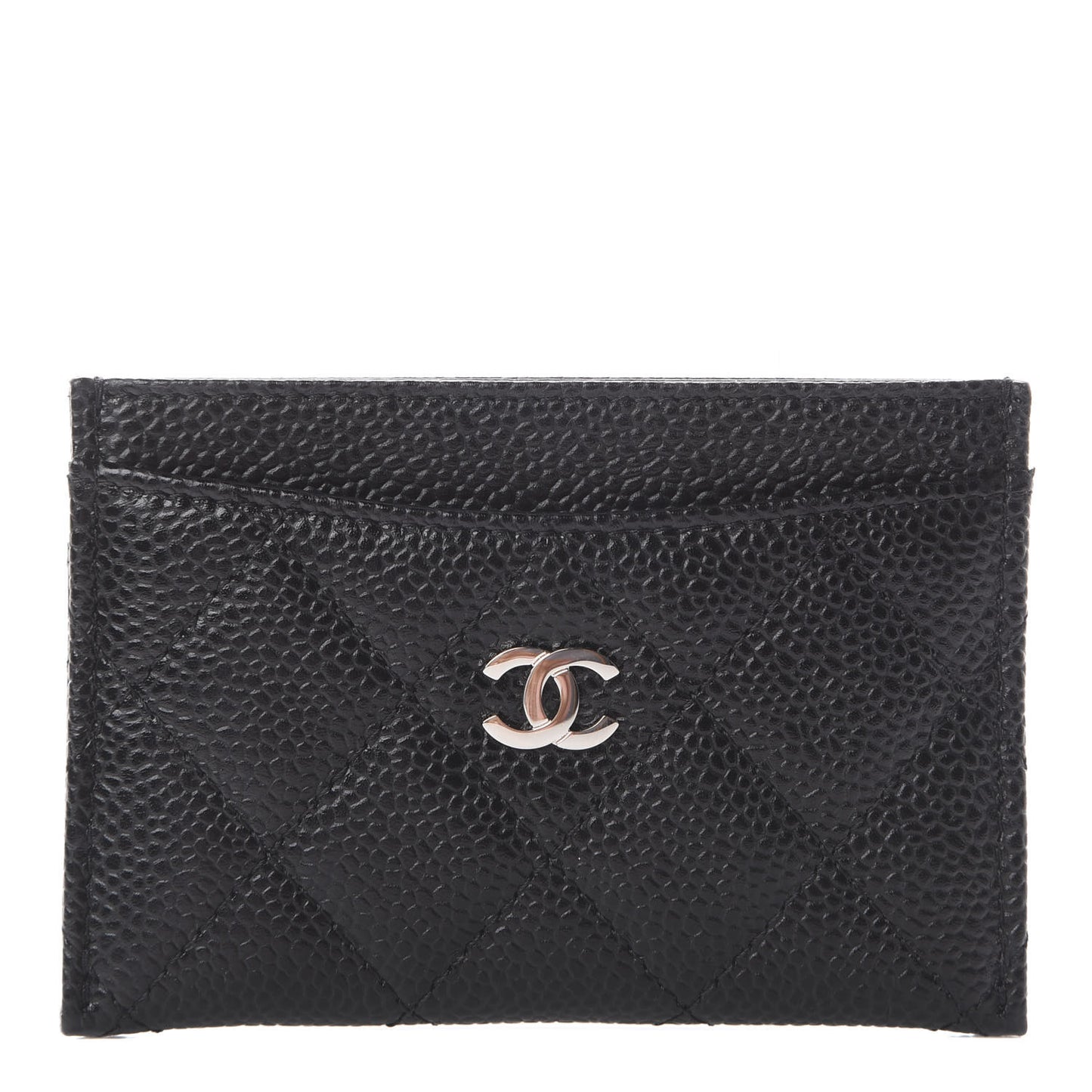 Caviar Quilted Card Holder Black