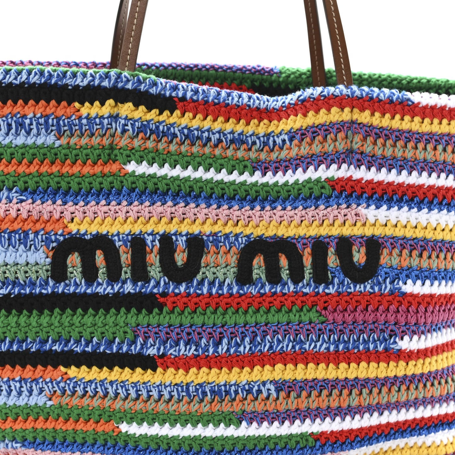 Cotton Crochet Stripe Tote Bag Multicolor