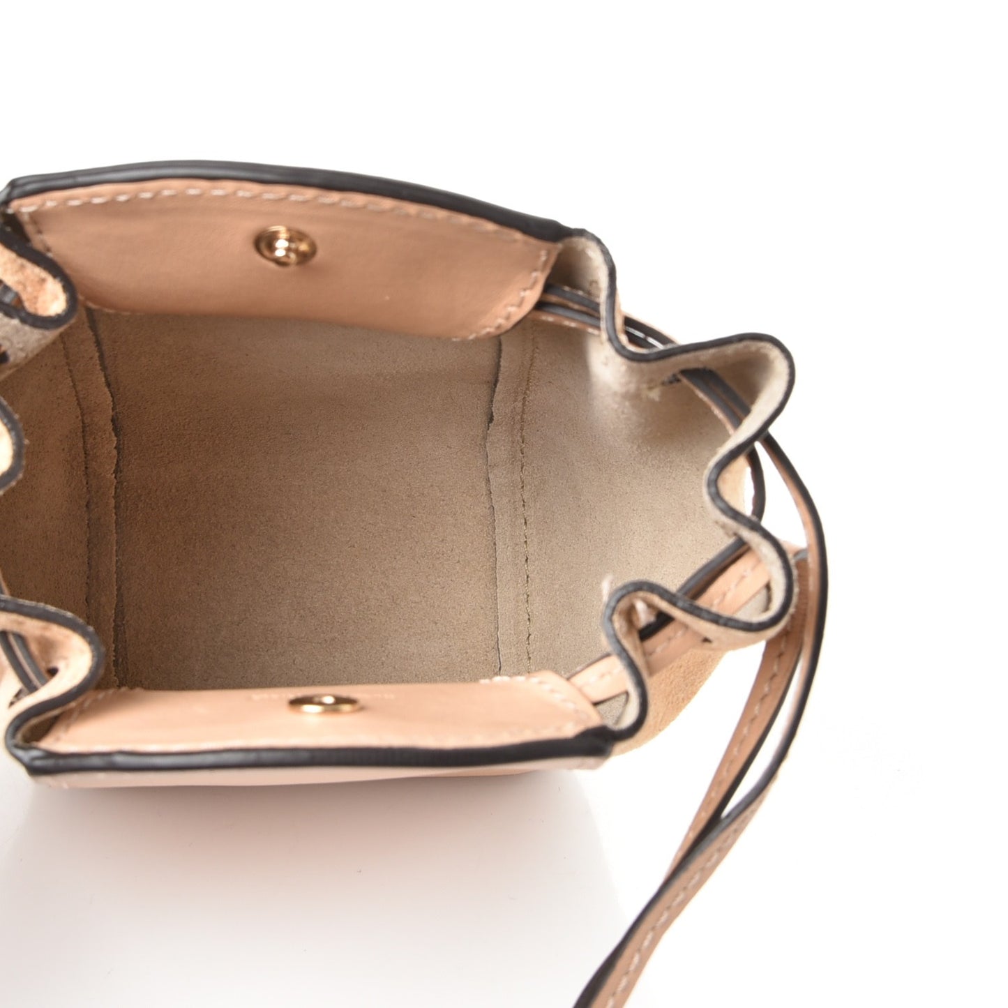 Suede Calfskin Mini Sac Drawstring Blush Nude