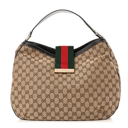 Gucci Monogram Large New Ladies Web Hobo Dark Brown 1 of 11