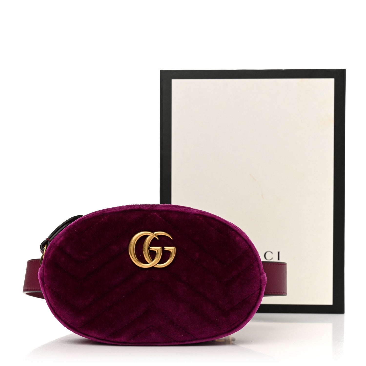 Gucci Velvet Matelasse GG Marmont Belt Bag 85 34 Fuchsia Violet Cyclamen 13 of 13