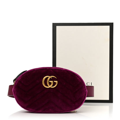 Gucci Velvet Matelasse GG Marmont Belt Bag 85 34 Fuchsia Violet Cyclamen 13 of 13
