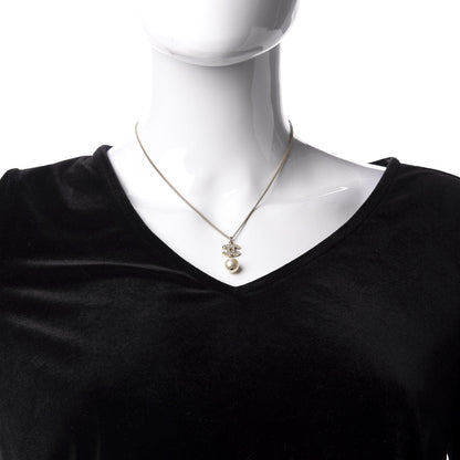 Chanel Crystal Pearl CC Drop Necklace Gold 2 of 5