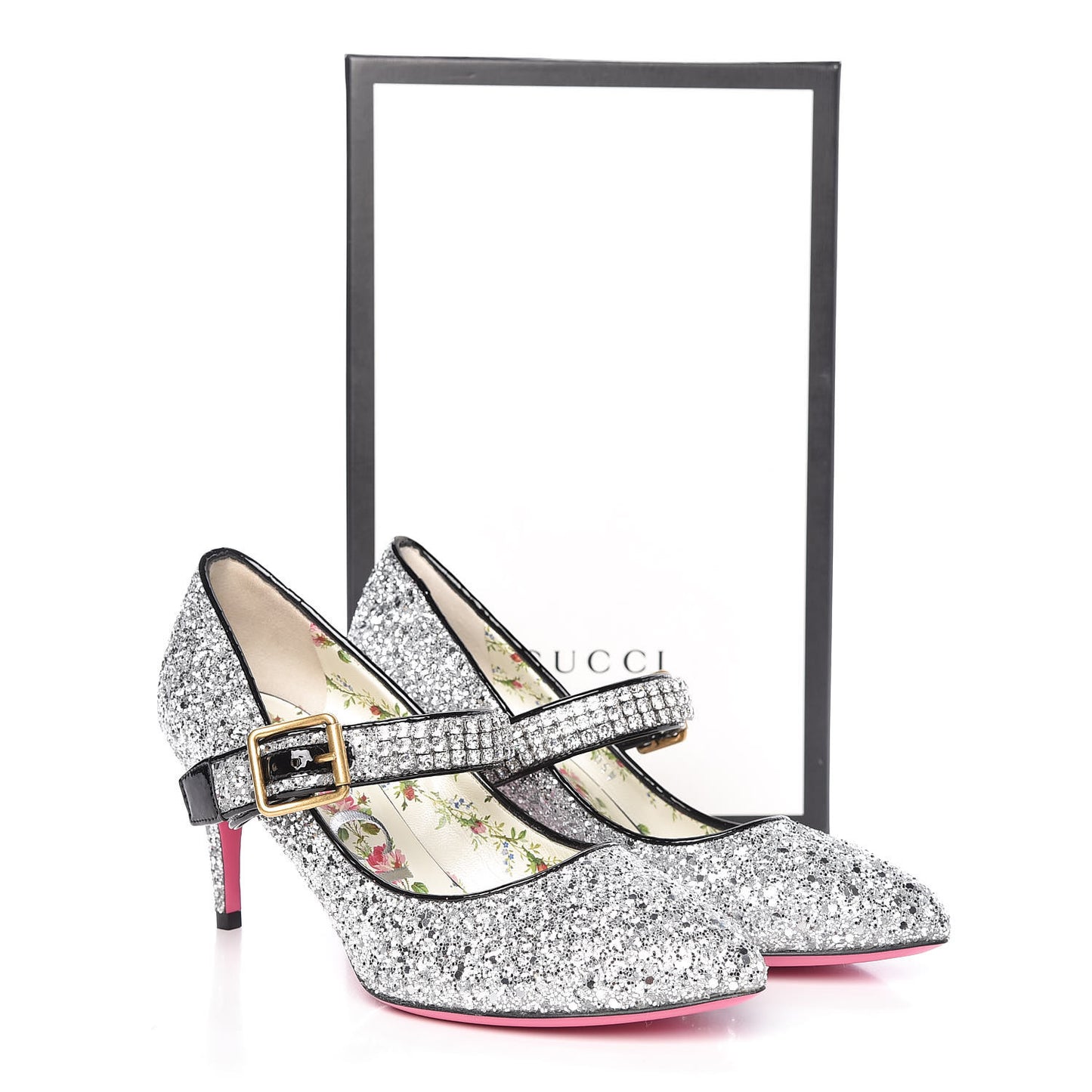 Calfskin Glitter Slyvie Mary Jane Pumps Argento 35.5