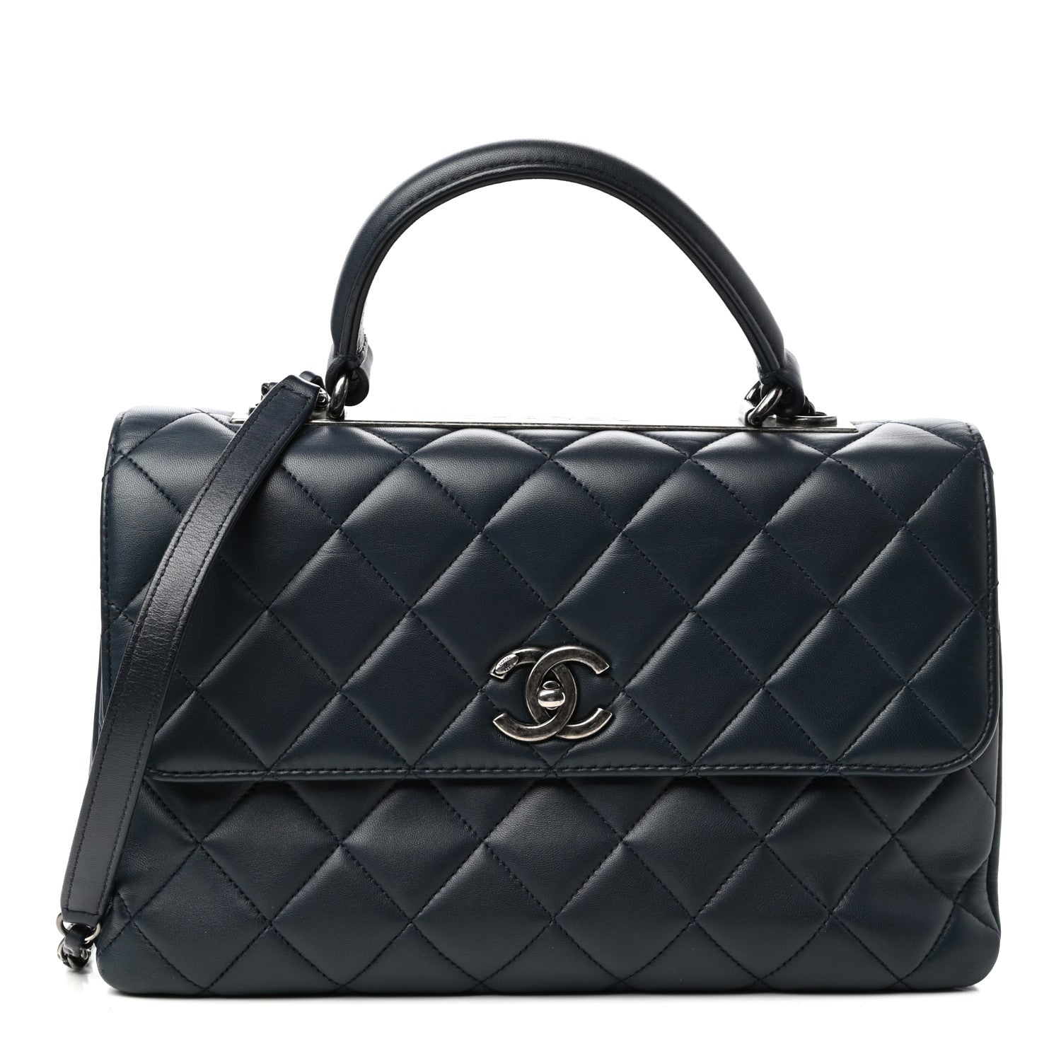 Chanel Lambskin Quilted Medium Trendy CC Flap Dual Handle Bag Navy Blue 1 of 10