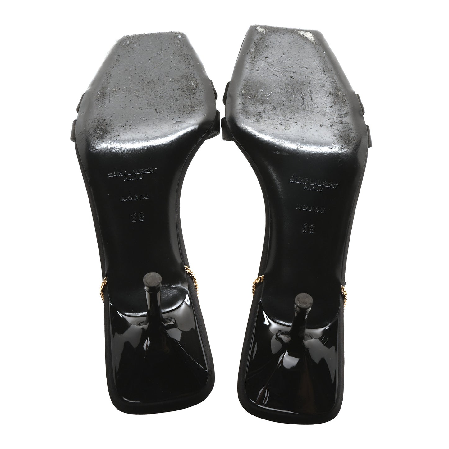 Crepe Satin Baliqua Melody 55 Ankle Strap Sandals 38 Black