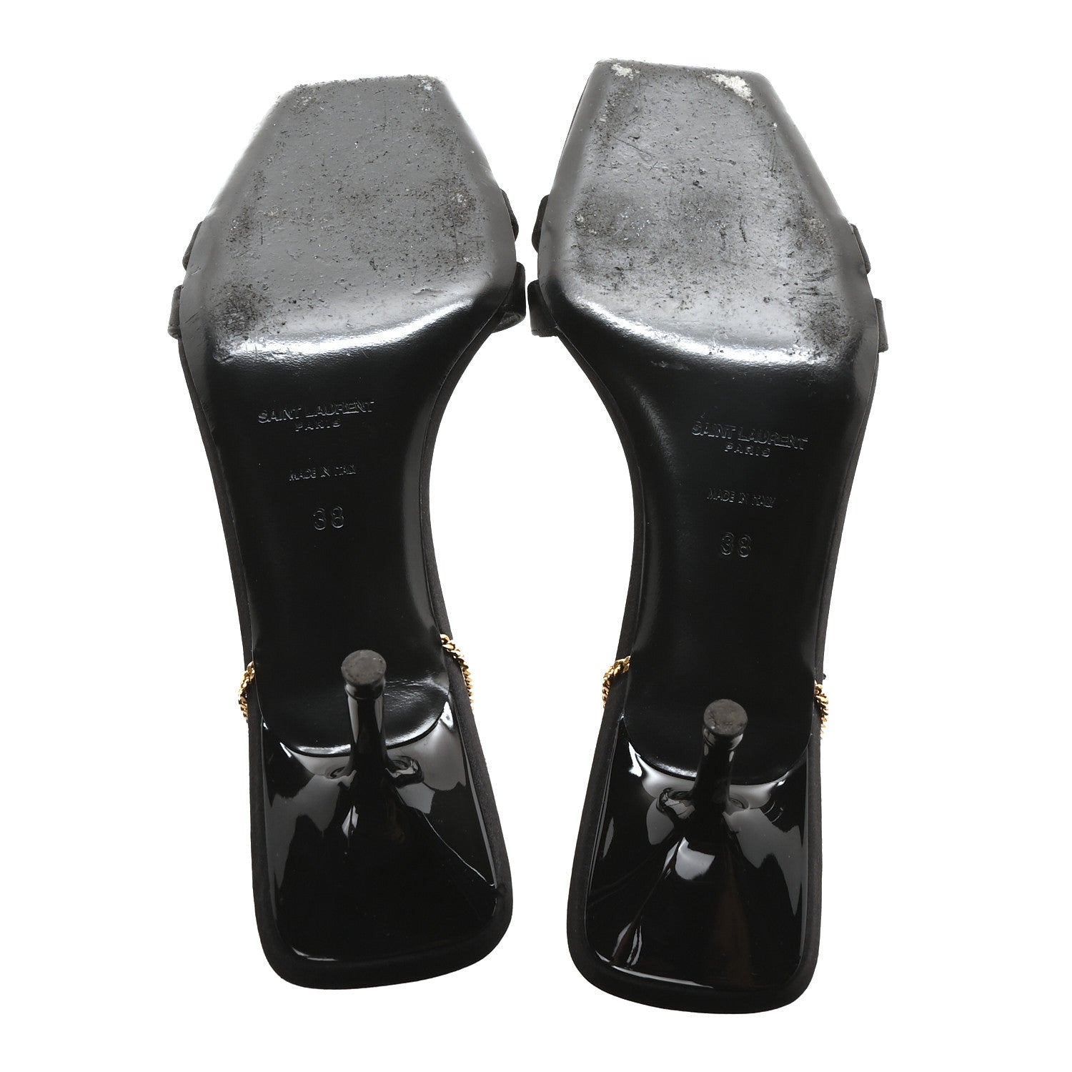 Saint Laurent Crepe Satin Baliqua Melody 55 Ankle Strap Sandals 38 Black 6 of 9