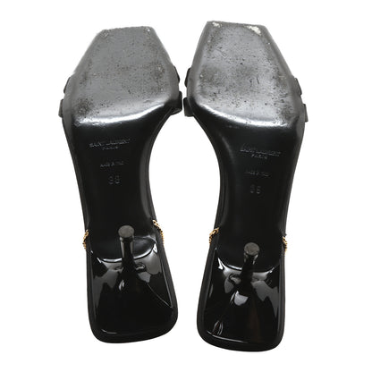 Saint Laurent Crepe Satin Baliqua Melody 55 Ankle Strap Sandals 38 Black 6 of 9