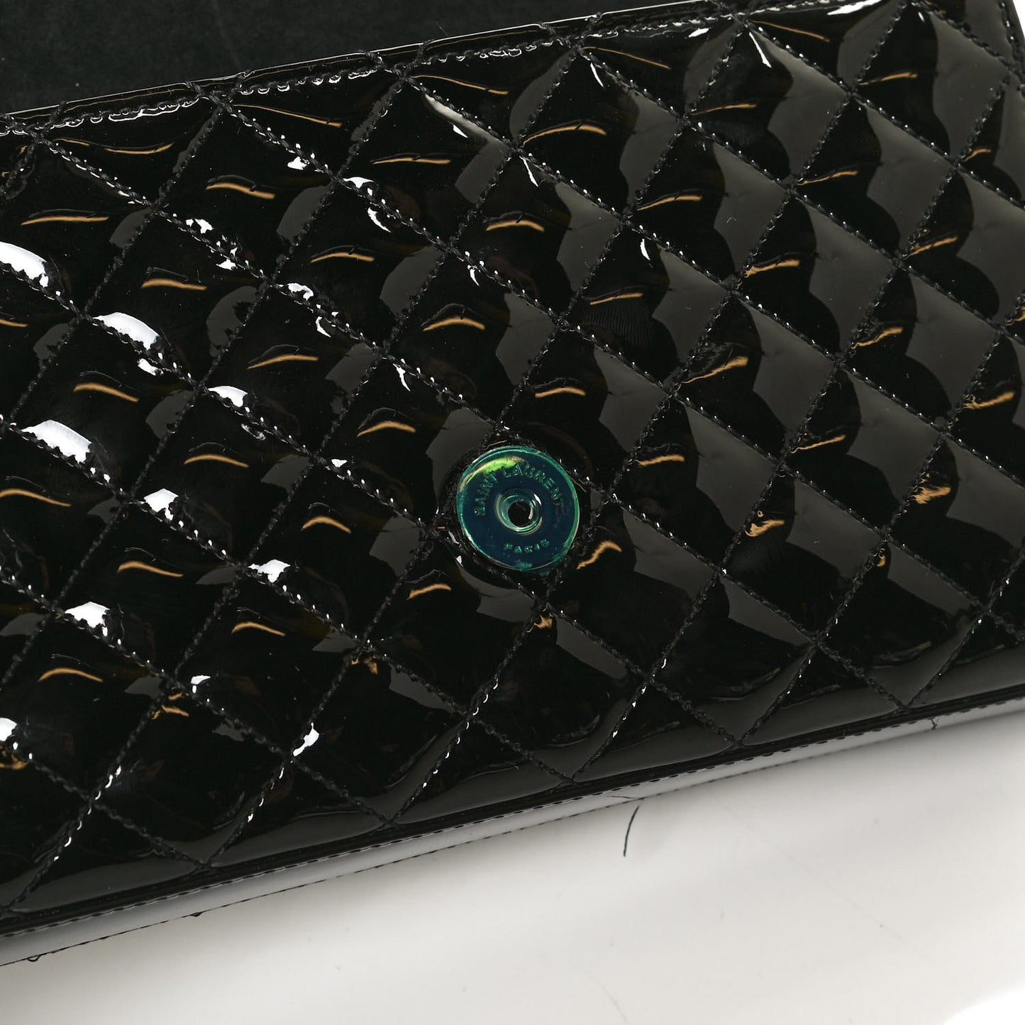 Patent Mixed Matelasse Triquilt Small Monogram Satchel Black