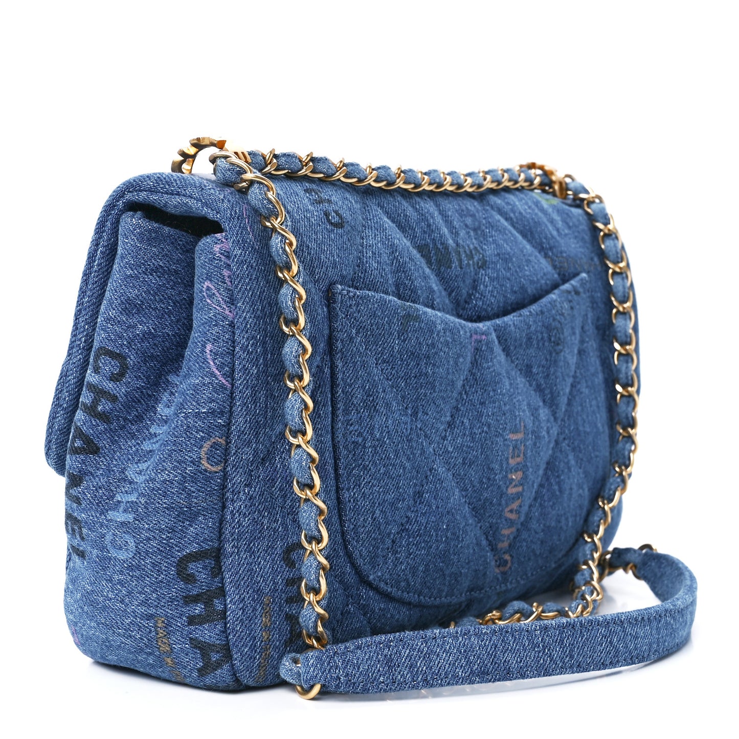 Denim Quilted Denim Large Mood Flap Blue Multicolor