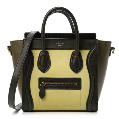 Celine Nubuck Smooth Calfskin Nano Tri-Color Luggage Chartreuse 1 of 10
