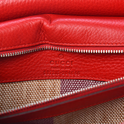 Gucci Pebbled Calfskin Bamboo Daily Flap Shoulder Bag Red 5 of 9