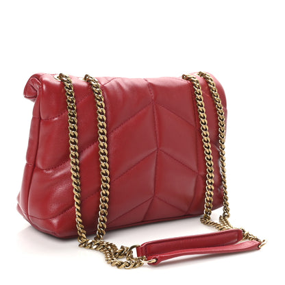 Saint Laurent Lambskin Quilted Toy Loulou Puffer Monogram Chain Satchel Red 3 of 10
