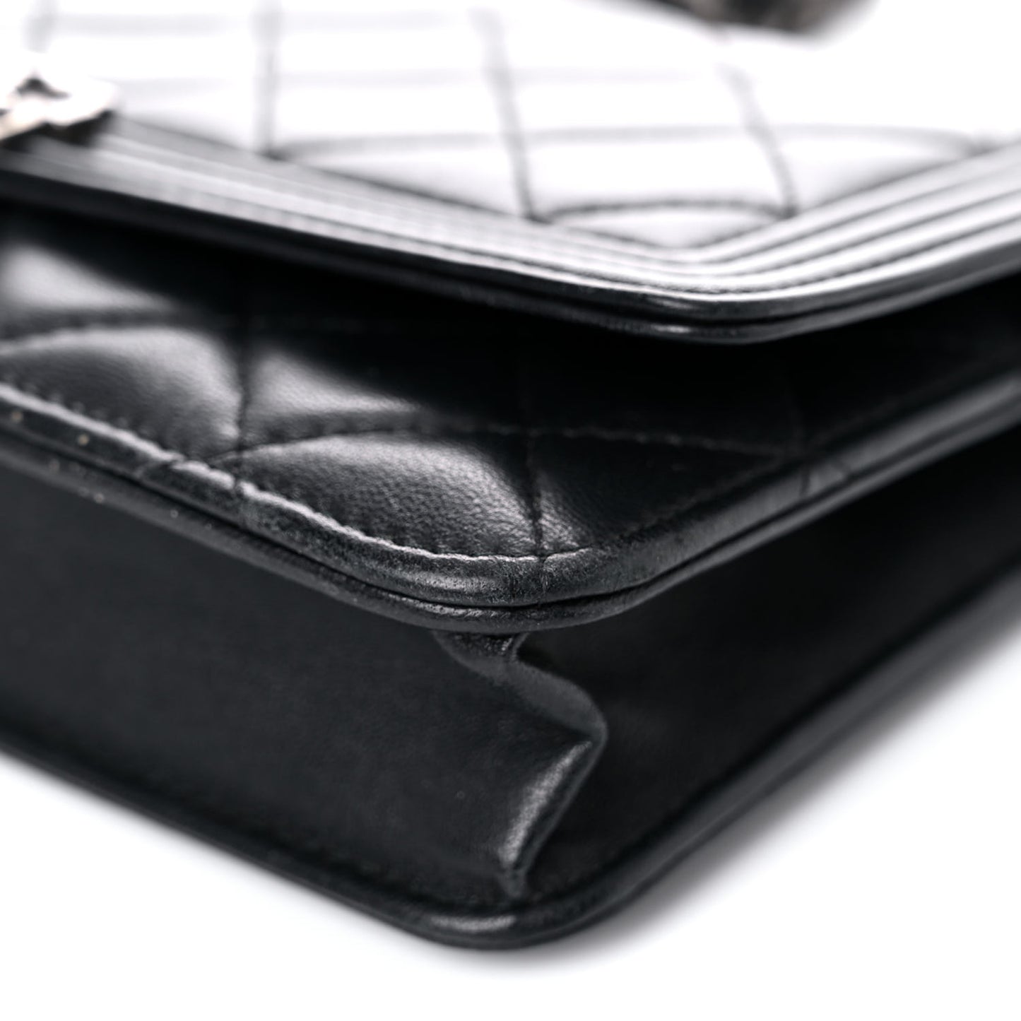 Lambskin Quilted Boy Wallet On Chain WOC Black