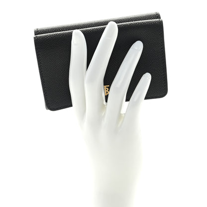 Burberry Grained Calfskin TB Compact Tri-Fold Wallet Black 2 of 6