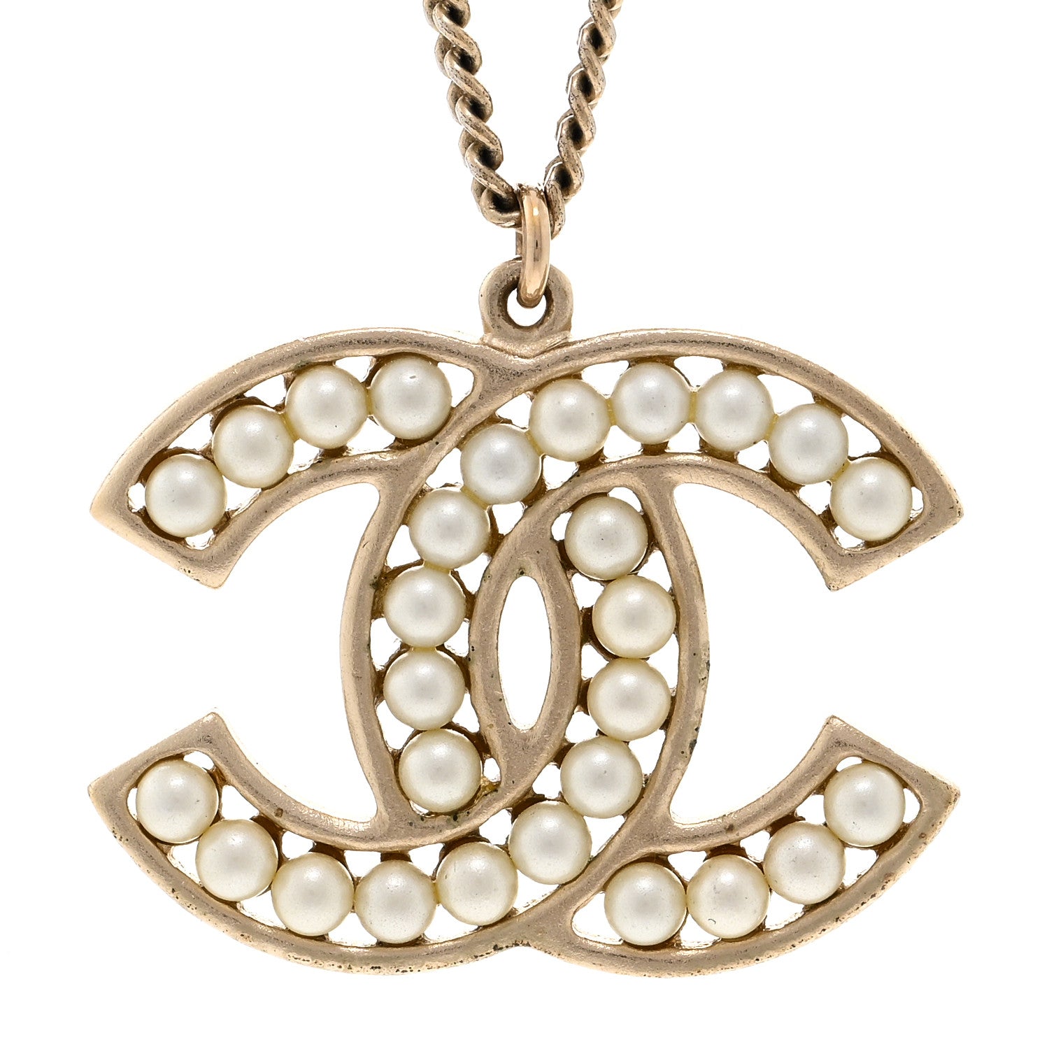 Chanel Pearl CC Pendant Necklace Gold 4 of 6