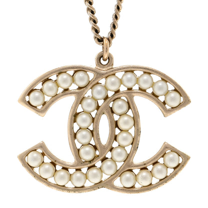 Chanel Pearl CC Pendant Necklace Gold 4 of 6