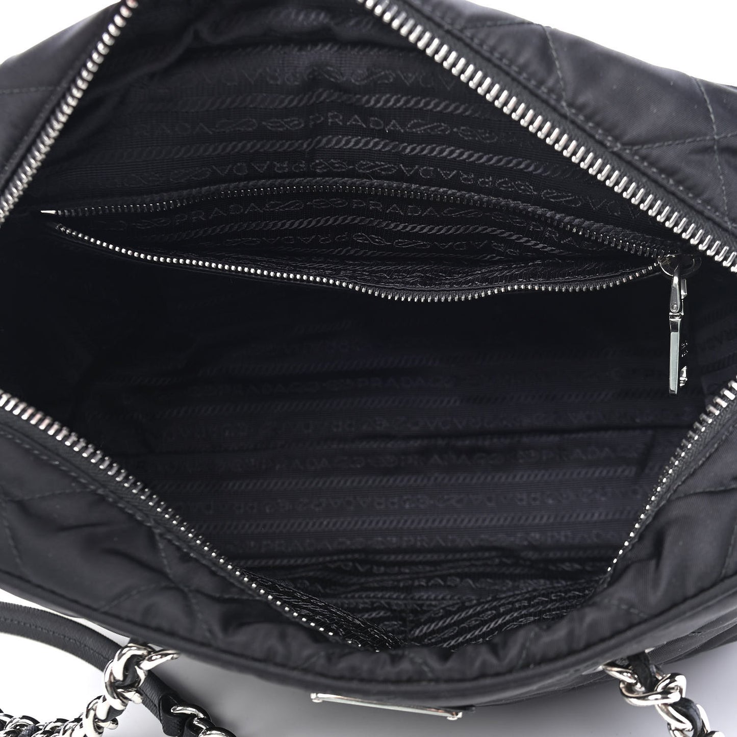 Nylon Tessuto Impuntu Quilted Shoulder Bag Black