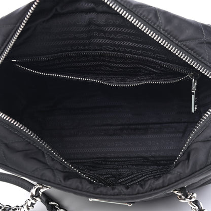 Prada Nylon Tessuto Impuntu Quilted Shoulder Bag Black 4 of 5