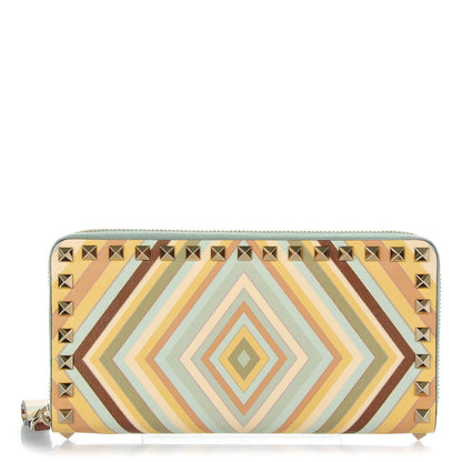 Valentino Garavani Calfskin Native Couture 1975 Rockstud Zip Around Wallet 1 of 8